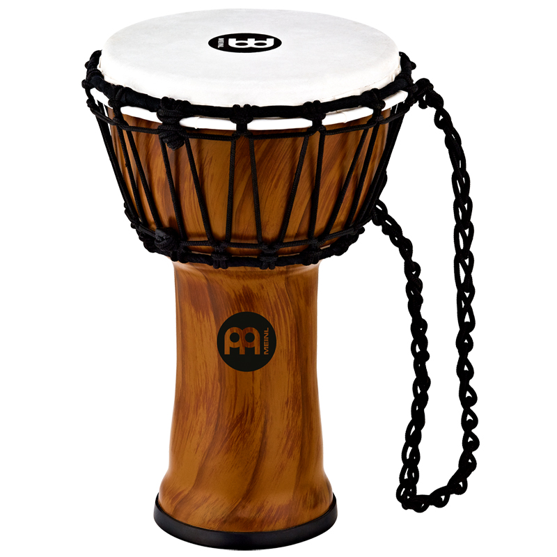 Meinl JRD-TA Junior Djembe with Synthetic Shell and Head 7" Compact Size, Rope Tuned, Twisted Amber