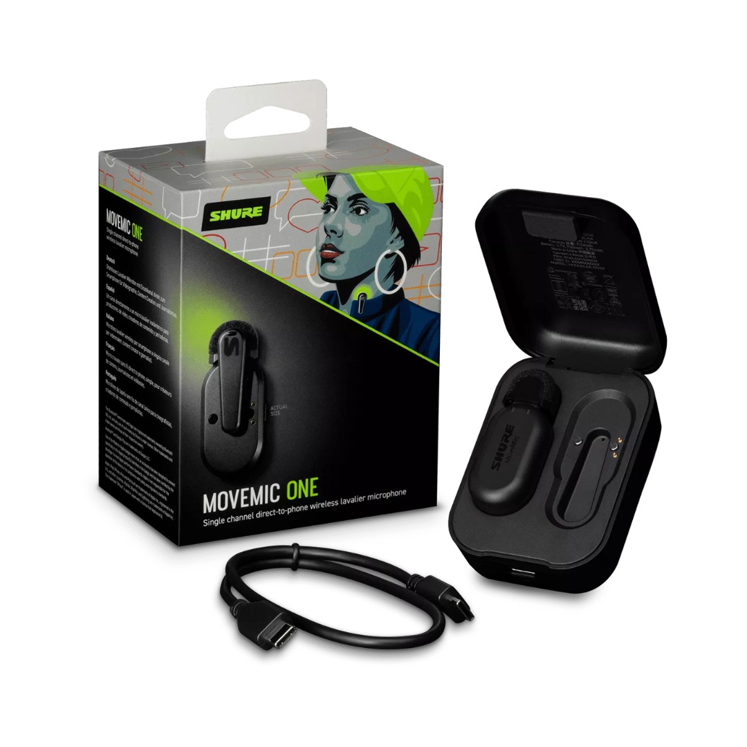 Shure MoveMic One - Single-Channel Wireless Lavalier Microphone, with Charge Case (MV-ONE-Z6)