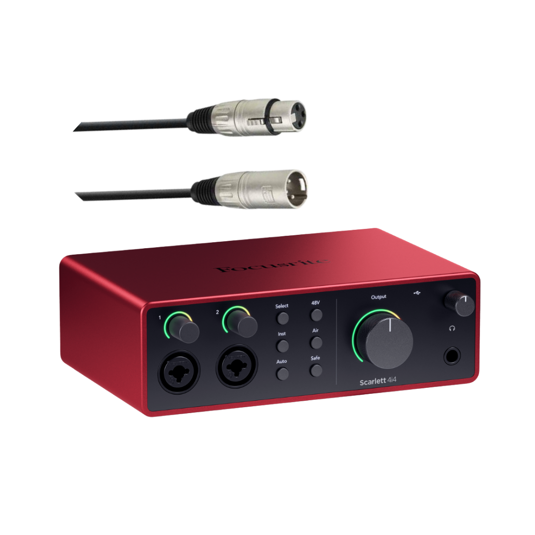Focusrite Bundle Offer Scarlett 4i4 4th Gen 4-in/4-out USB-C Audio Interface with Adam Hall K3MMF1000 Microphone Cable XLR Female to XLR Male 10m