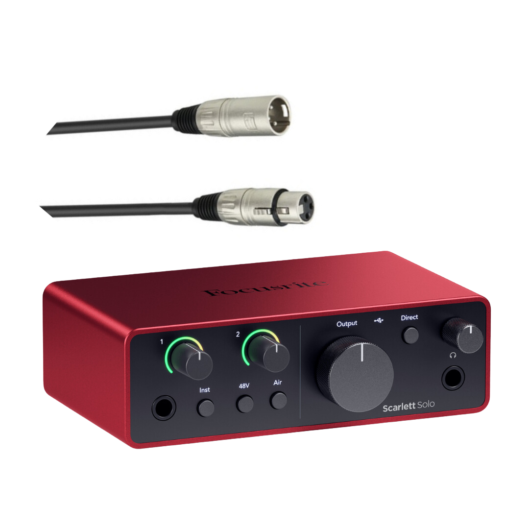 Focusrite Bundle Offer Scarlett Solo 4th Gen 2-in/2-out USB-C Audio Interface with Adam Hall K3MMF0300 Microphone Cable XLR Female to XLR Male 3 m