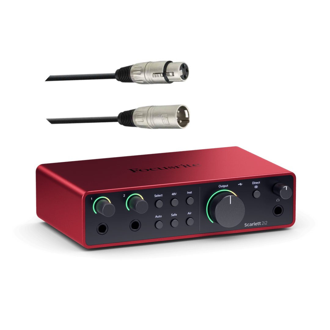 Focusrite Bundle Offer Scarlett 2i2 4th Gen 2in/2out USB-C Audio Interface with Adam Hall K3MMF1000 Microphone Cable XLR Female to XLR Male 10m