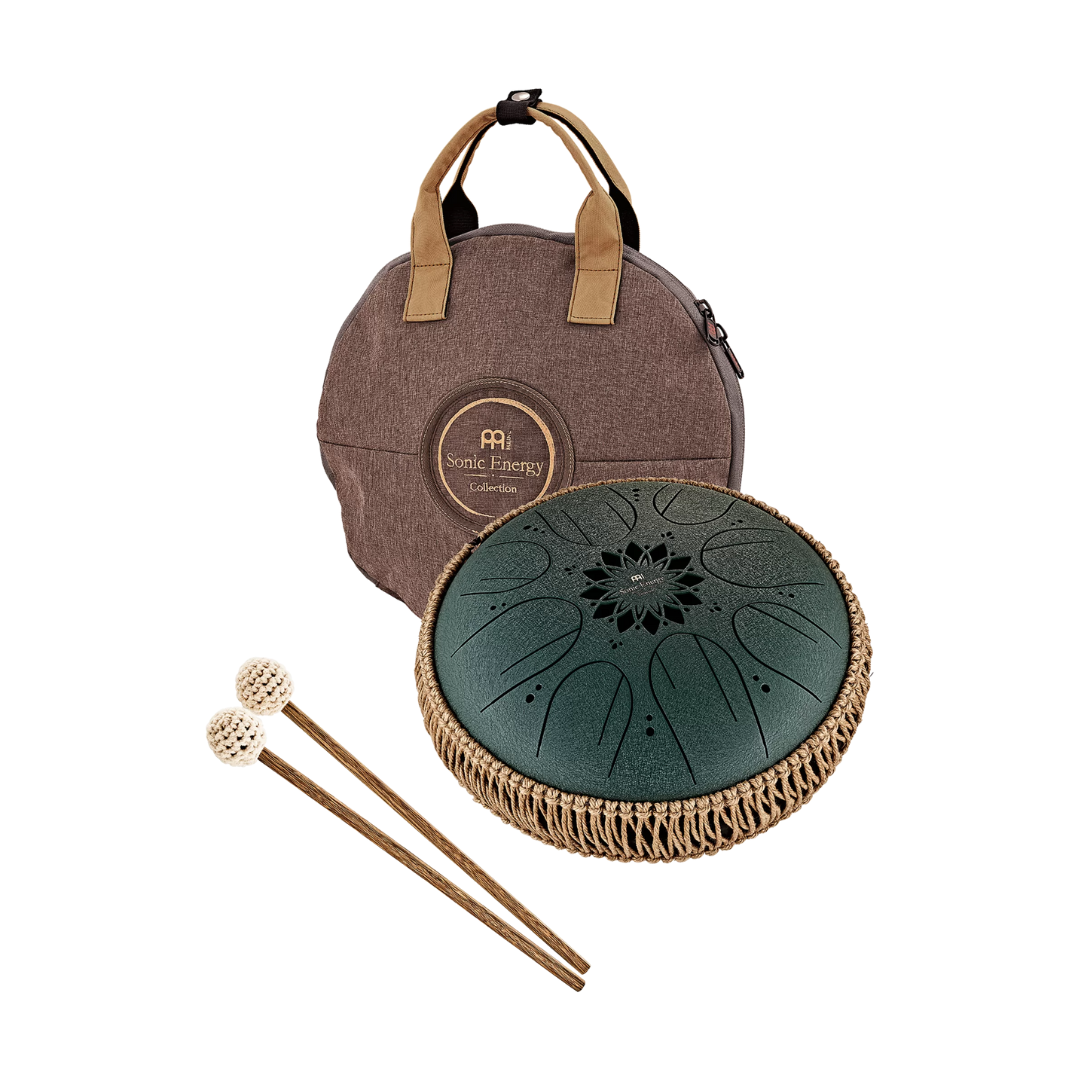 Meinl Sonic Energy 10" Medium Octave Steel Tongue Drum, F# Minor, 8 Notes, 432 Hz, Dark Green - MOSTD4DG